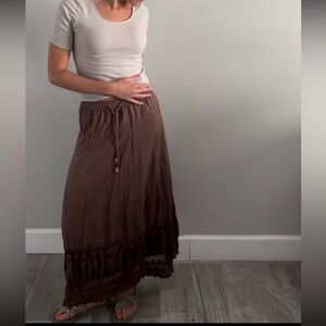 Long brown flowy skirt